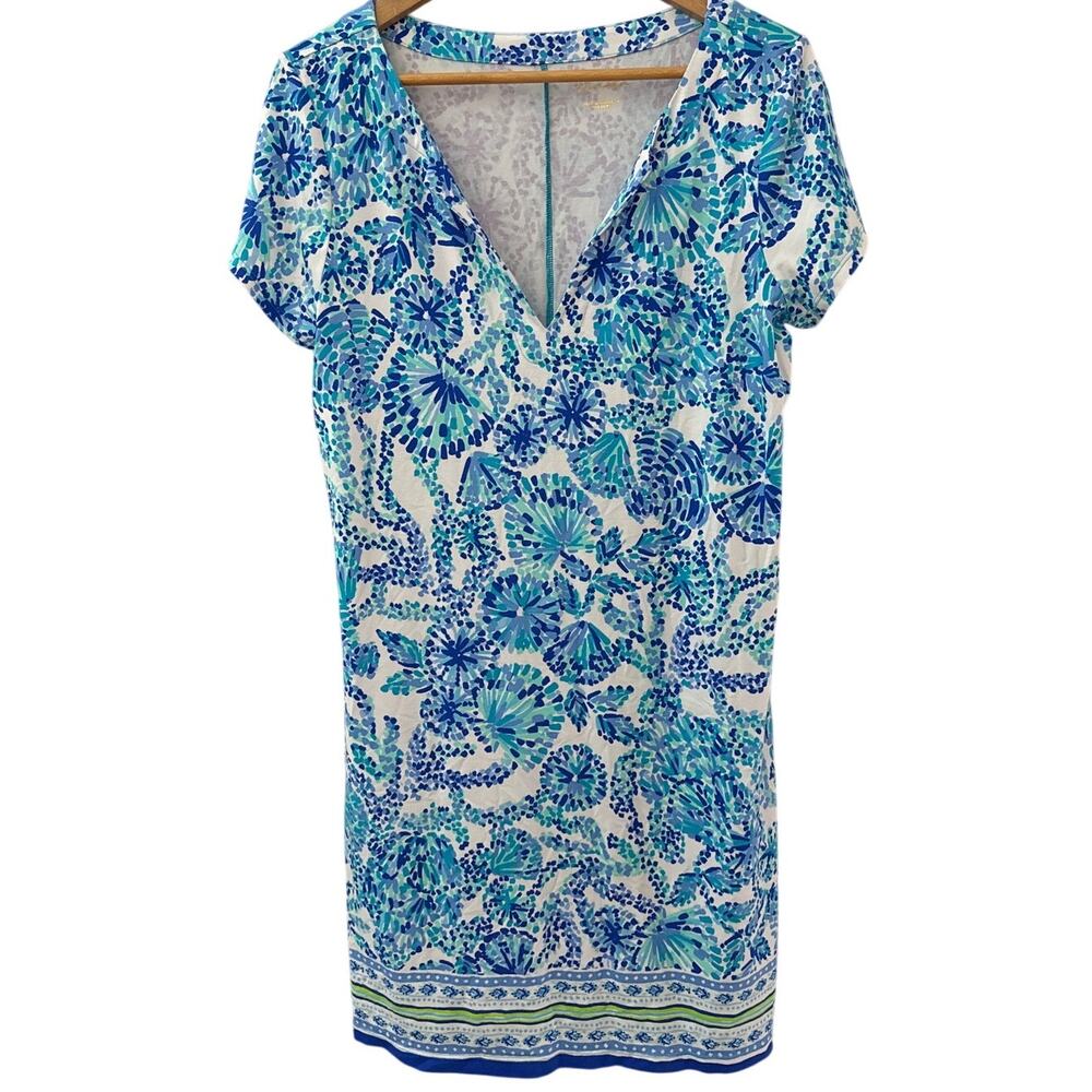 Lilly Pulitzer Sophiletta Dress Turquoise Oasis Shell Me You Love Me Size Large - Picture 5 of 11